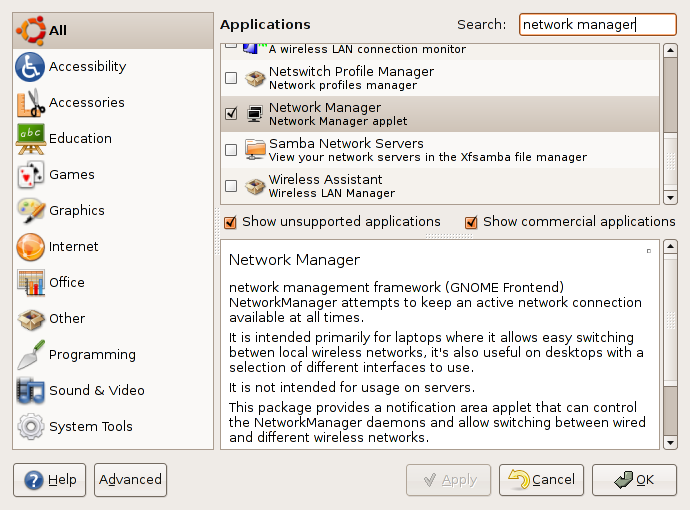 Installing Network Manager