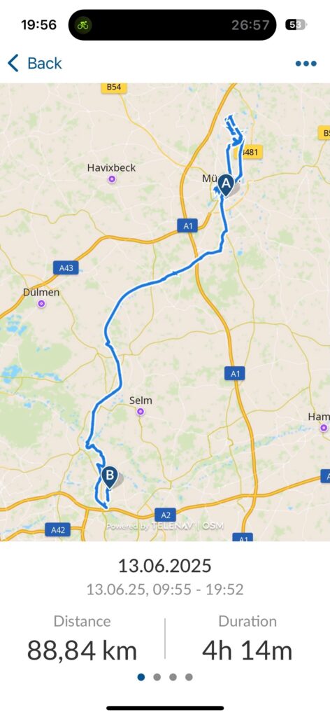Aujourd'hui 88,84 km à vélo